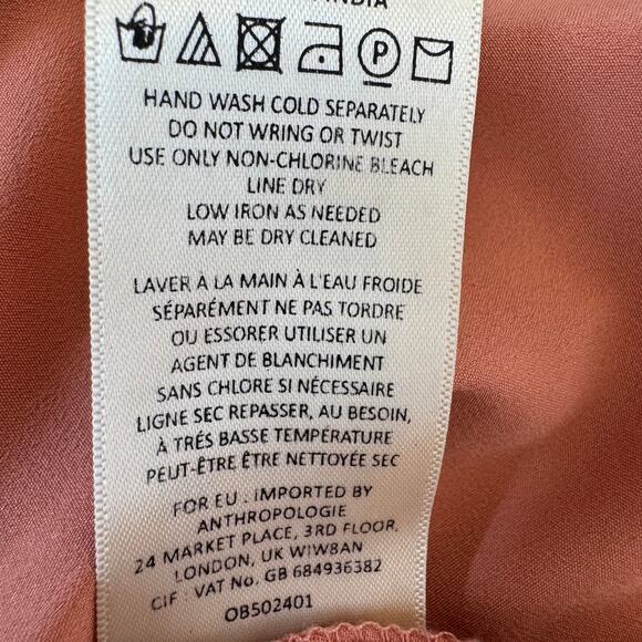 Anthropologie Floreat Orchard Pink Off Shoulder Boho Romantic Chiffon Mini Dress - Picture 10 of 10